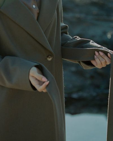 PETITE FEMME - WOOL CASHMEARE BELTED LONG COAT - CHOCOLATE